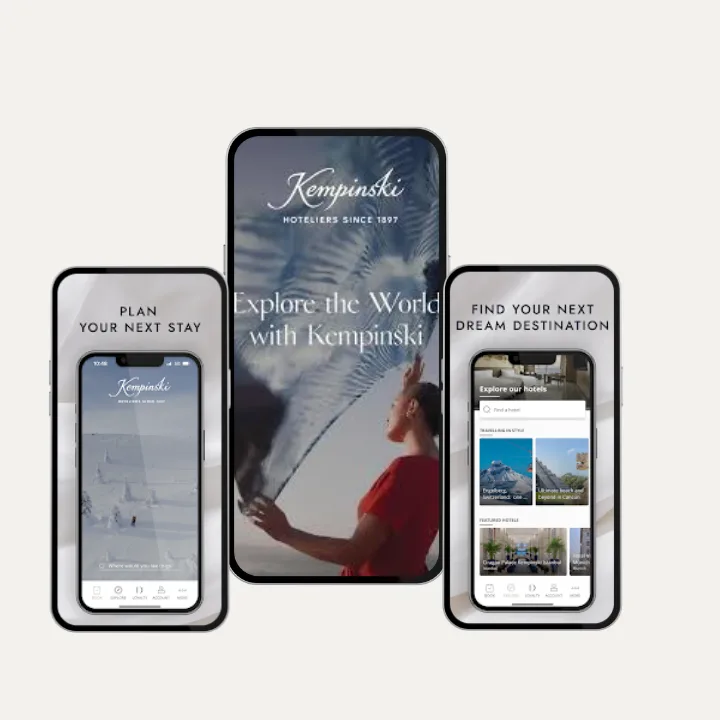 Kempinski hotel booking mobile app screens